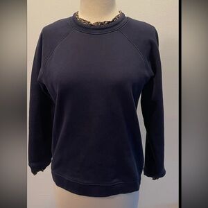 J. Crew Navy Sweatshirt with Floral Trim